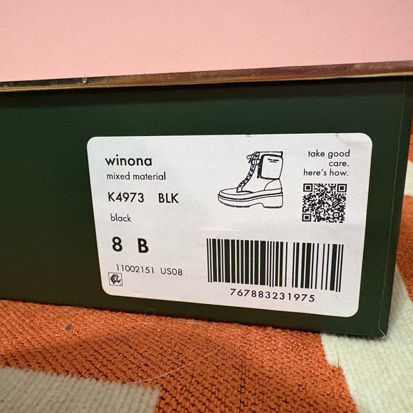 Kate Spade Winona Chunky Combat Boots with Ankle Strap Pouch - Black Sz8 - Picture 8 of 8